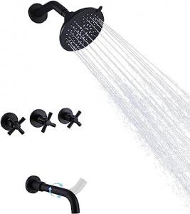 China Matte Black Rotatable Zinc Shower Head Spout Tub And Shower Trim Kit With Valve factory