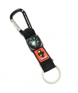 China Black Durable Carabiner Key Ring With PVC Bear Compass Polyester Lanyard on sale