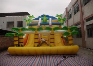 China Yellow Commercial Inflatable Slide , Inflatable Stair Slide With Two Slide Way factory