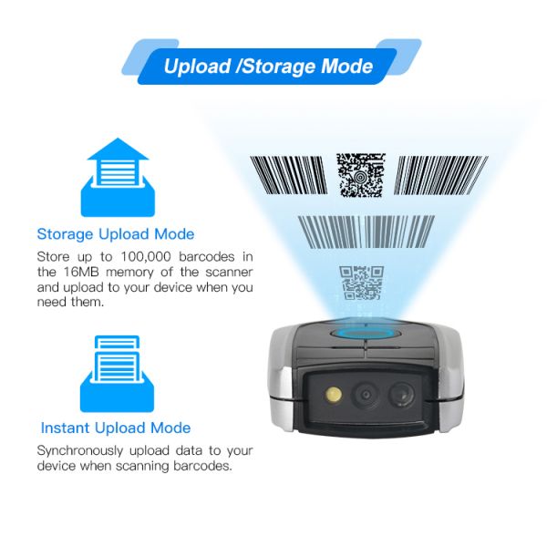 2.4GHz Wireless CMOS Bluetooth Barcode Scanner 450mAh