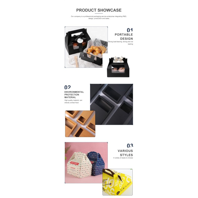 Foldable Flexo Printing C1S C2S paper Window Cake Box Eco Friendly