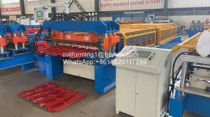 China Arc Cutting Glazed Corrugated Roof Tile Roll Forming Machine 0.6mm 4m/Min factory