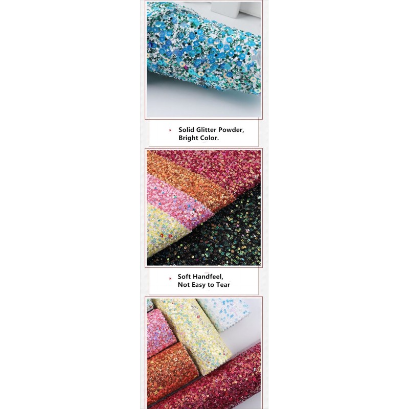 Sequins Bright Glitter PU Leather Printed Artificial PU Material