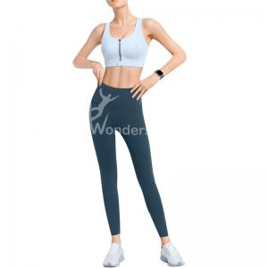 China Yoga High Waist Sport Leggings Sports Bras Racerback Front Zip With Padded Cups factory