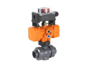 China Plastic Pneumatic Actuated Ball Valve Trapezoidal threaded union factory