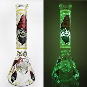 China Bong Glass Water Pipe Hookah 9mm 14inch Bongs With Luminous Stickers on sale