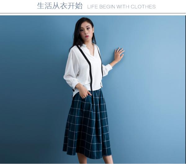 China cotton blue & white gingham dress fashionable n casual factory