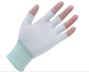 Half Finger Seamless Polyester Liner Gloves Reusable For Cleanroom