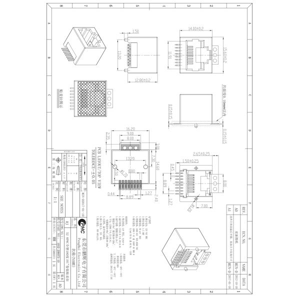 ROHS Approved 8P8C RJ45 SMT Jack Low Profile STP With Solder Pad