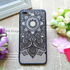 China PC+TPU Black Silk Lace Pattern with Diamonds Back Cover Cell Phone Case For iPhone 7 6s Plus factory