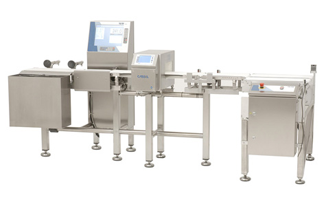 Combination checkweigher and metal detector for packaged salt