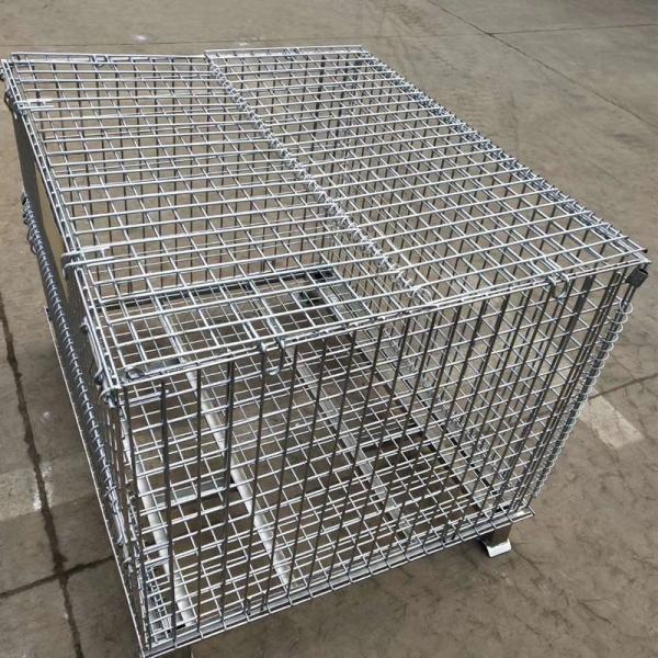 Stackable 4 Wire Mesh Cages High Storage Galvanized Construction Metal Pallet Cage