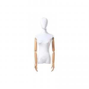 China Velvet Female Half Body Mannequin Stand With Wooden Arms 37cm Shoulder on sale