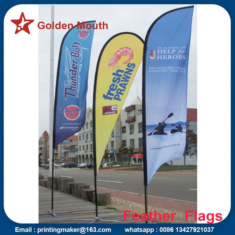 Outdoor Custom Blade Feather Flags With Ground Spike