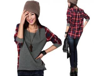 China New fashion Long Sleeve plaid Bottoming Shirt women Female sweater S M L XL XXL size Loose factory