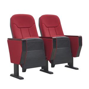 China Plastic Back Steel Armrest MDF Tablet Red Collapsible Theater Seating Iron Type factory