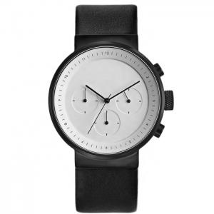 China ODM Leather Strap Wrist Watch 24cm Chronograph Black Leather Strap Watch on sale