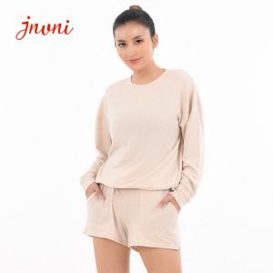 China Buttery Super Soft Womens Pajamas Long Sleeve Crewneck Sweatshirts And Shorts on sale