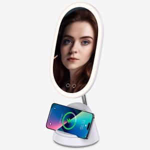 China LED Lighted Makeup Mirror with Magnifying Mirror 8.27 Inch 72 Premium LED Brightness Dimmable Lighting Cosmetic Mirror factory