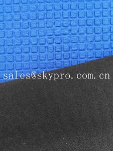 China Super Stretch Square Pattern Blue Neoprene Rubber Sheet Coated Nylon Fabric Roll on sale