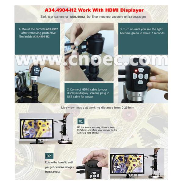 3.5M /1080P Monocular HDMI Digital USB Microscope A34.4904 - H2 Dual Coaxial LED Light Source