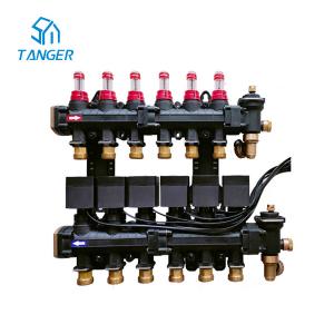 China 6 Loop Radiant Heat Manifold With Mixing Valve Flow Meters Electric Actuators factory