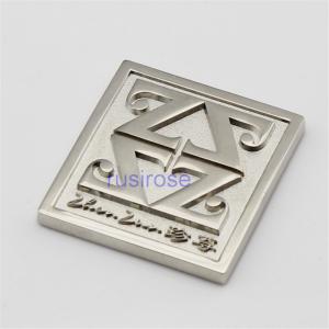 China Factory direct square silver commemorative badge custom, direct plating silver zinc alloy metal brooch custom factory