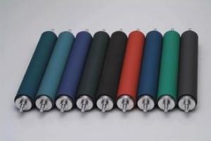 China Colorful Food Grade Industrial Rubber Coated Rollers For Laminating Machine on sale