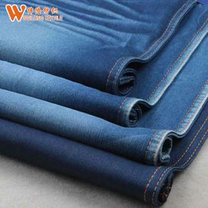 China Non Slub Cotton Polyester Spandex Yarn Dyed Denim Fabric Dark Blue factory