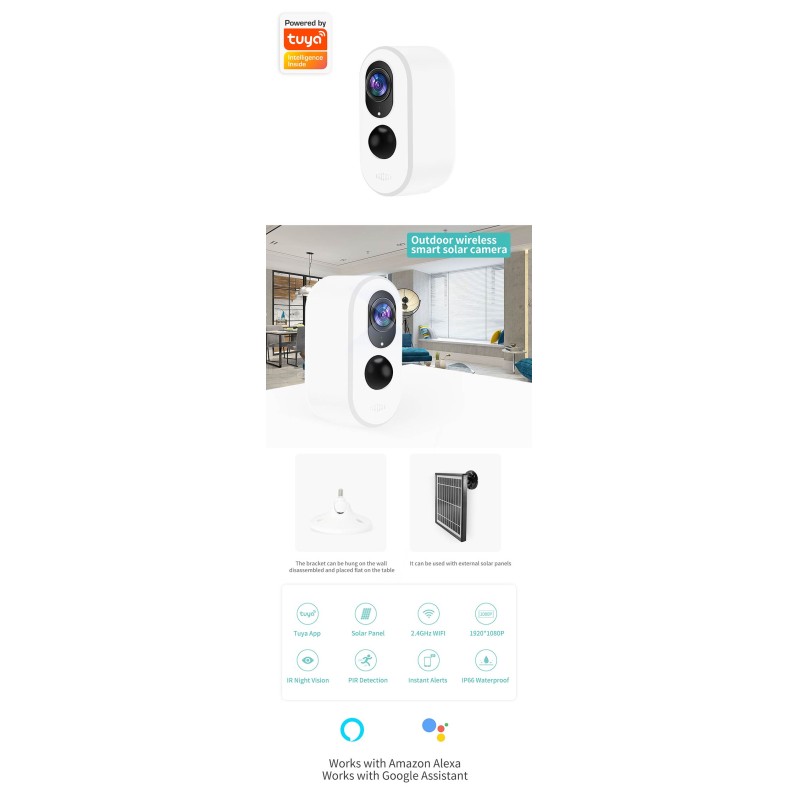 Waterproof Solar Powered Wireless Security Camera Night Vision Remote