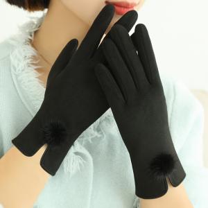 China Black Women Winter Warm Woolen Hand Gloves Touch Screen Sensitive Mittens factory