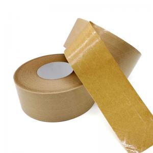 China Self Adhesive Brown Paper Packing Tape Fiberglass Reinforced Flatback Kraft Packing Tape on sale