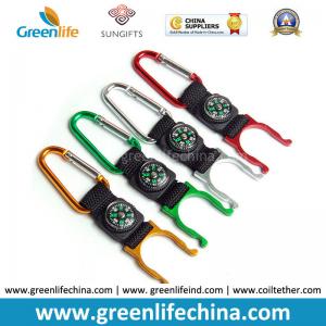 China New promotional accessory keychain carabiner with short lanyard and compass for sports on sale