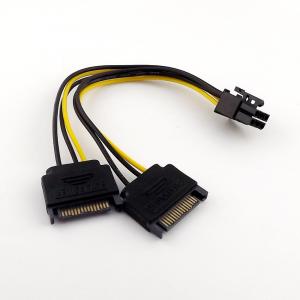 China Dual ST 15 Pin Cable Male to PCI-E 6 Pin Female Video Card Power Adapter Cable factory