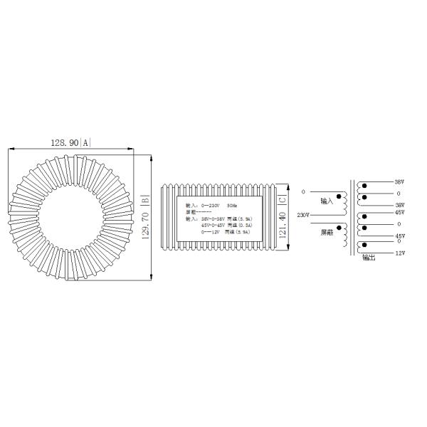 ODM OEM Toroidal Core Transformer Design With Cable Gc2015020 1000VA 0-230V 50Hz