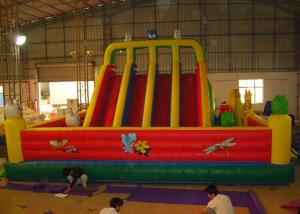 China Red Outdoor Inflatable Amusement Park Playground With Slide For Commercial Rent factory