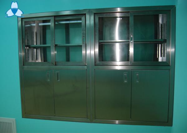 China Drug Storage Hospital Air Filter Stainless Steel Medical Cabinets With Manual Sliding Half - Glass Door factory