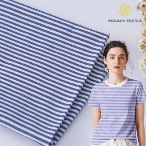 China Custom Breathable Single Jersey Knit Fabric , 140g 100 Cotton Striped Fabric factory