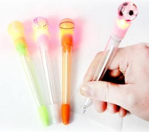 China Football Novelty Plastic Pens For Kids With LED Light on sale