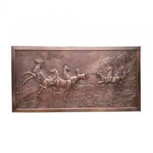 China Outdoor Metal Decoration Bronze Relief Sculpture With Galloping Horses factory