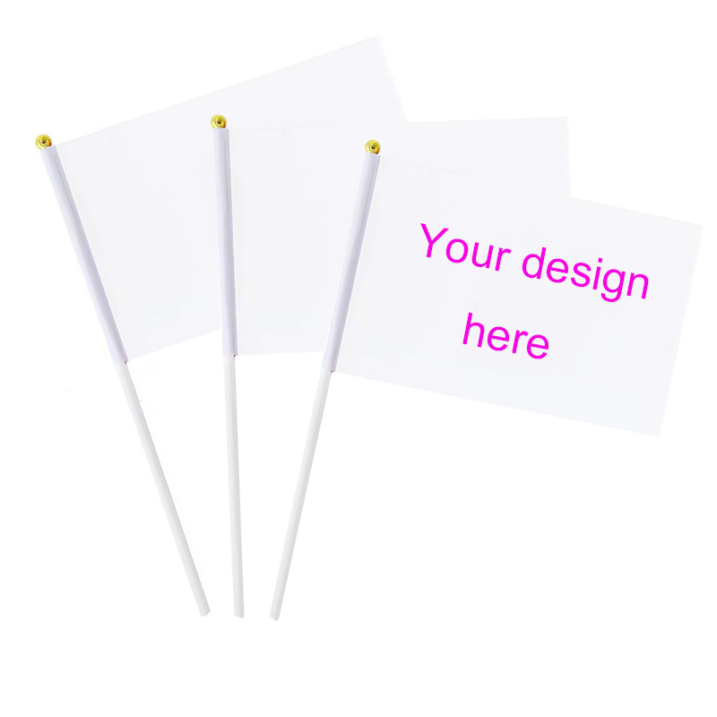 Custom Sublimated Flags Double Sided White Polyester Sublimation Hand Flag Blanks