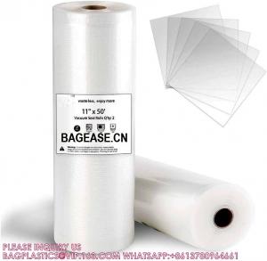 China Commercial Grade Embossed Vacuum Sealer Bag Roll For Food Packaging 28cm X 6m Vacuum Sealer Roll Bag factory