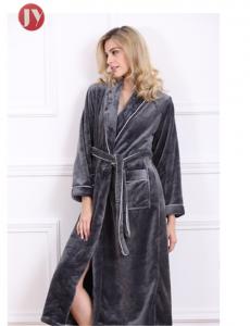 China Soft Plush Long Fleece Bathrobe , Warm Thick Kimono Robes For Womens 330 Gsm Home on sale