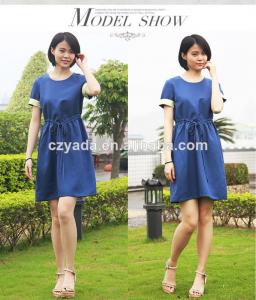 China 2015 Wholesale Linen short sleeve Long Dress Designs factory
