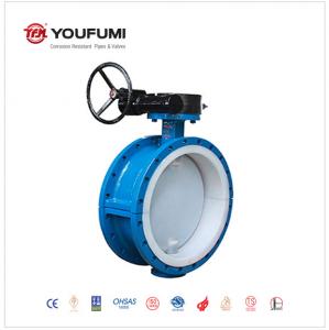 China Flanged PTFE Lined Butterfly Valve DN500 PN16 Anticorrosion For Caustic Soda factory