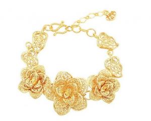 China costume jewelry charm bracelet, gold color 24k gold bracelet, rose copper alloy bracelet for women on sale