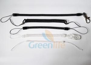 China Black / Clear Coiled Key Lanyard Custom Length Spiral Elastic Key Cords on sale