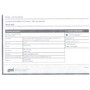 shenzhen langyi  Display Packaging Company Limited Certifications