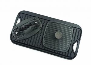 China 51.2*26.5cm Cast Iron Grill Griddle Bbq Griddle Pan With Press factory