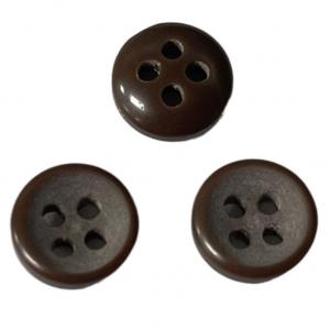 China Resin Fancy Plastic Buttons 4-Holes Dark Brown Color In 15L For Sewing Shirt on sale